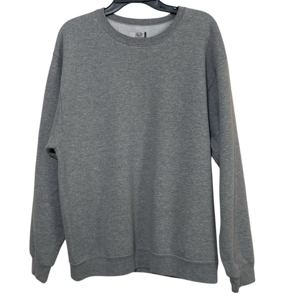 Fruit of the Loom Grey Crewneck Sweatshirt Blank Fleece Pullover Large
